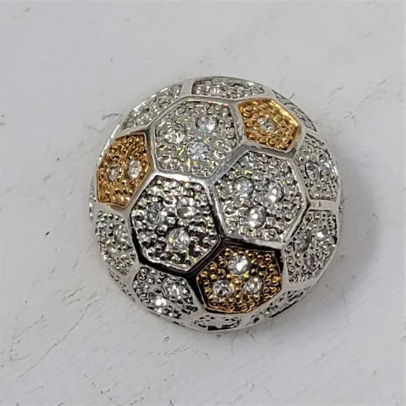 Vintage Dome Brooch by Roman Gold & Silver Rhinestones - Picture 4 of 11
